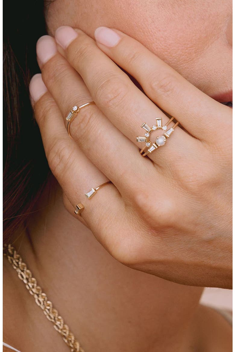 Diamond Baguette Arch Ring, Alternate, color, 14K YG