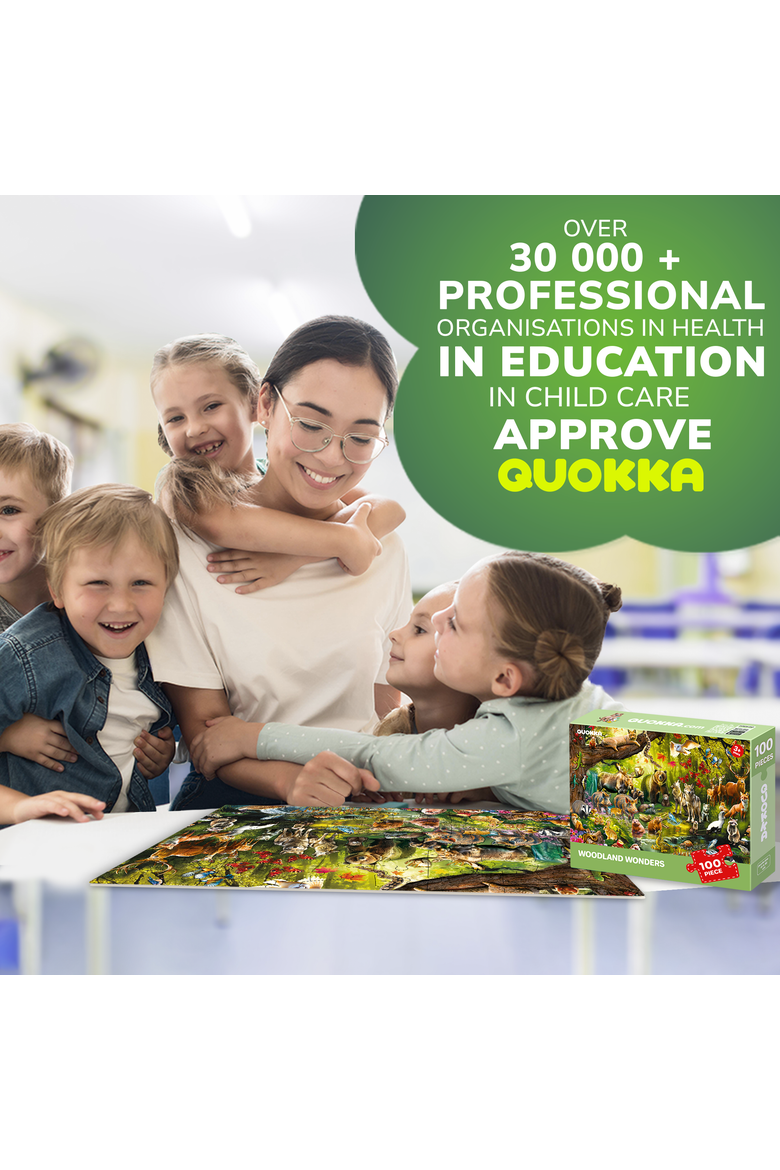 Kids Jigsaw Puzzle Set - Illustrated 100-Piece Puzzles with Educational Themes, Alternate, color, Forest