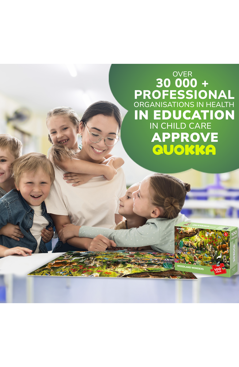 Quokka 100-Piece Kids Puzzle Set -  Illustrated Jigsaw Puzzles with Educational Themes for Ages 6+, Alternate, color, Forest