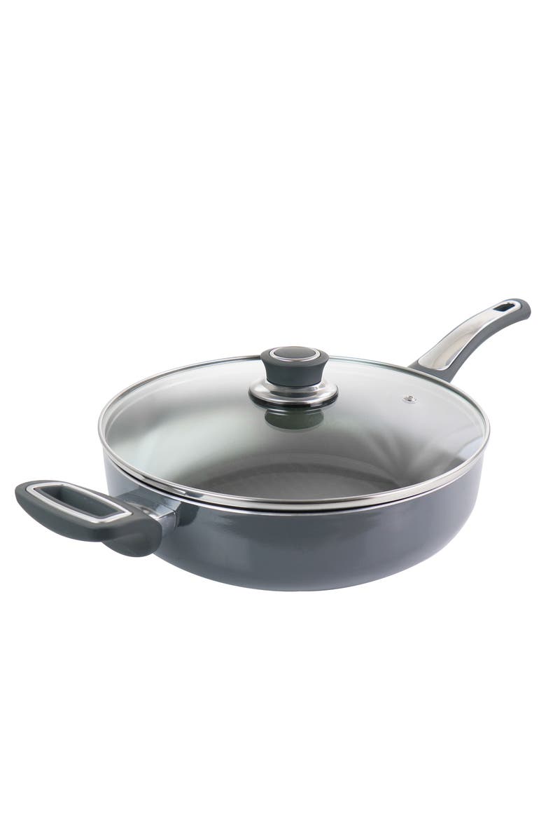 OSTER 3.5 Quart Aluminum Saute Pan with Lid, Alternate, color, Grey