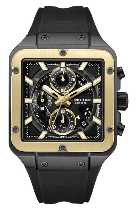 Arlington Automatic Chronograph Silicone Strap Watch, 43mm