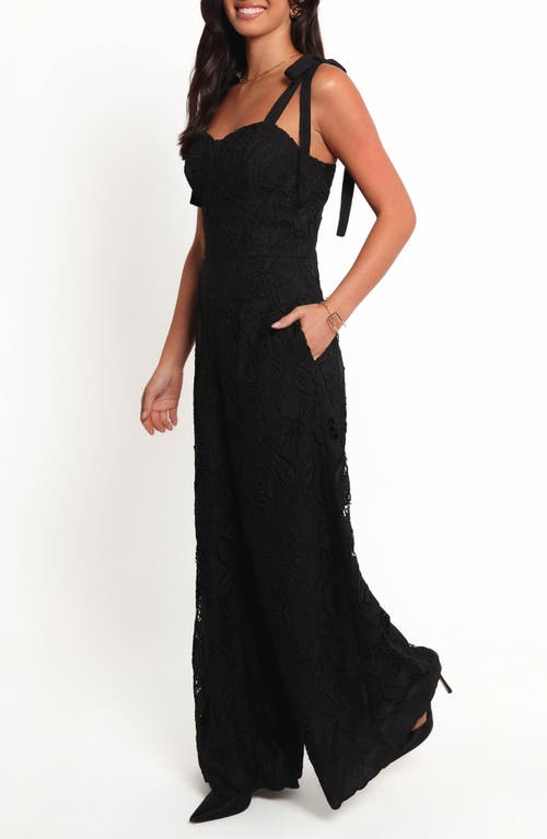 Petal And Pup Petal & Pup Raya Tie Strap Lace Jumpsuit In Black