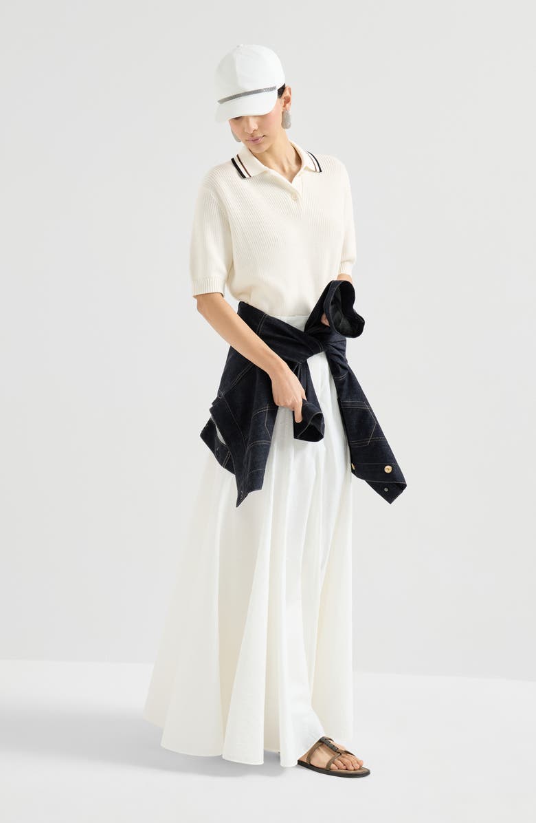 Brunello Cucinelli Rib knit polo, Alternate, color, White