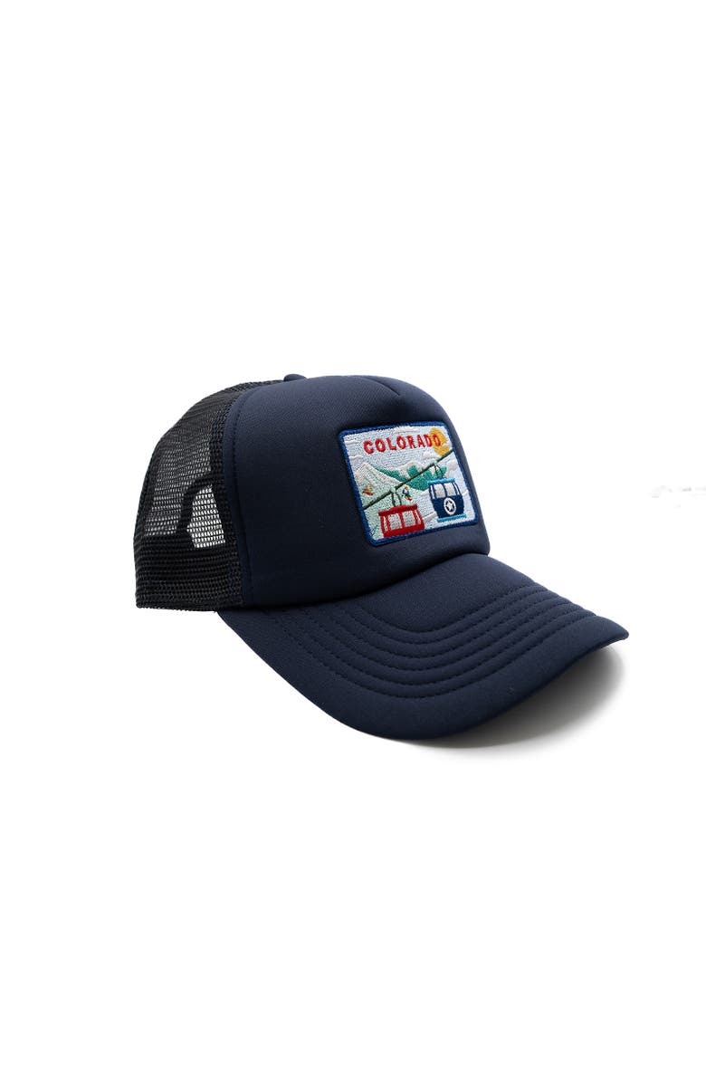 Rey To Z Colorado Postcard Trucker Hat - Kids, Alternate, color, Navy