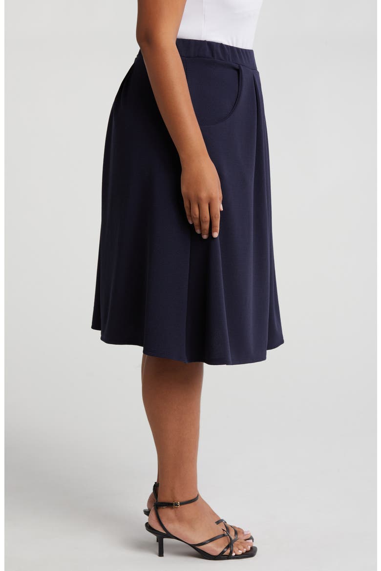 Pleated Elastic Waist Skirt, Alternate, color, NAVY