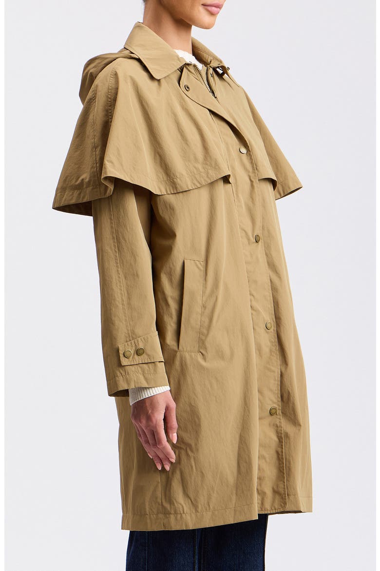 Detachable Cape Water Resistant Raincoat, Alternate, color, WHEAT