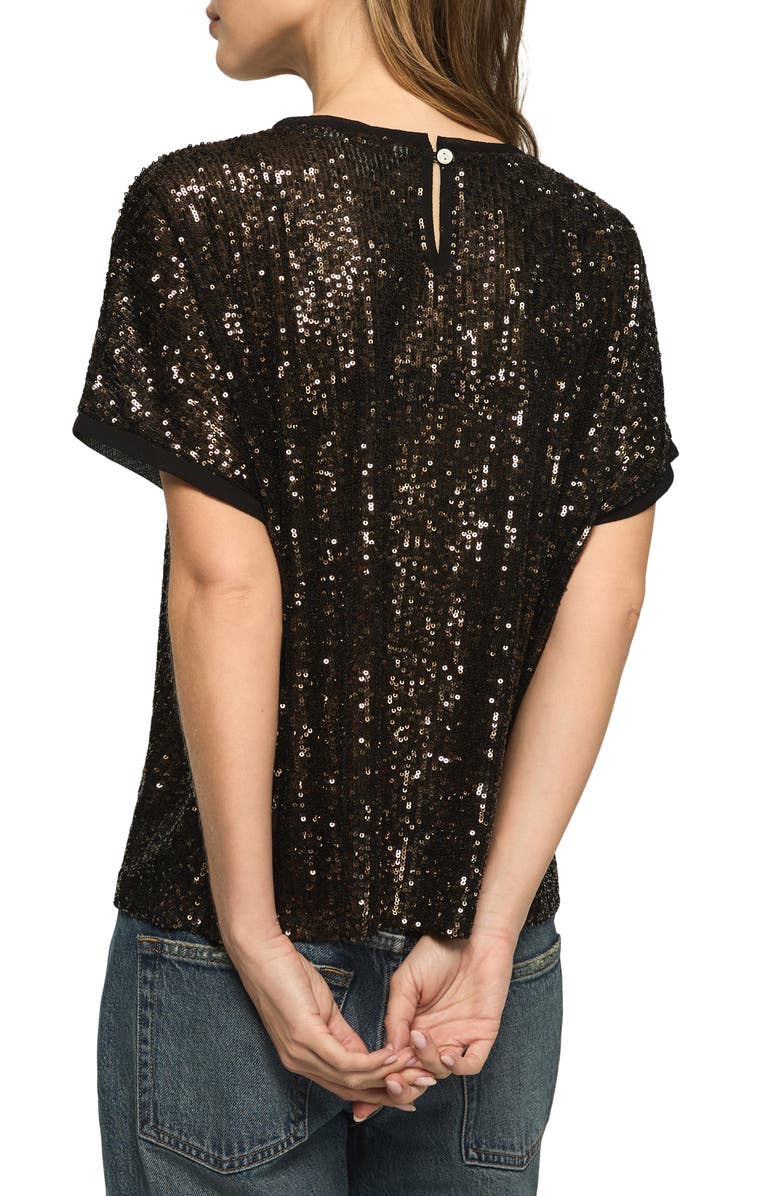 Lucky Brand Sequin T-Shirt, Alternate, color, Brown