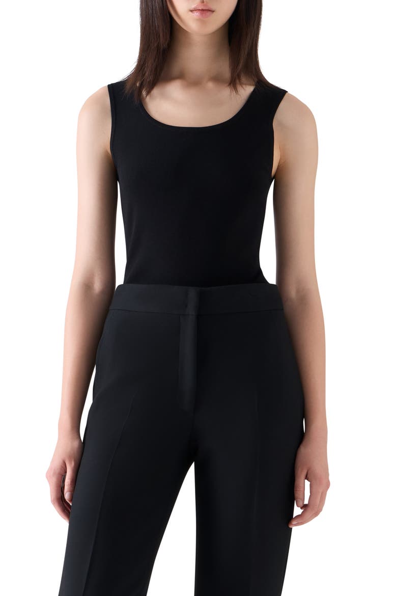Embellished Stretch Knit Tank, Main, color, BLACK