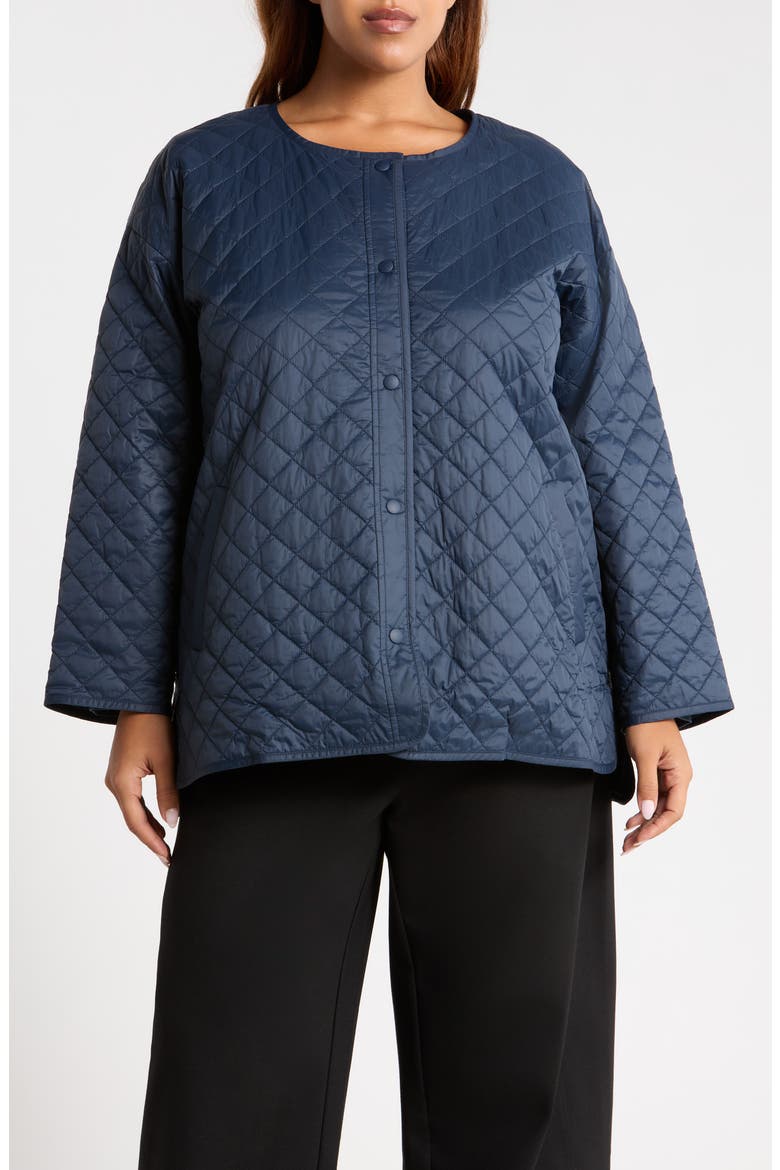 Round Neck Quilted Short Coat, Main, color, MARITIME