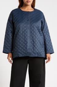 Eileen Fisher ROUND NECK QUILTED SHORT COAT