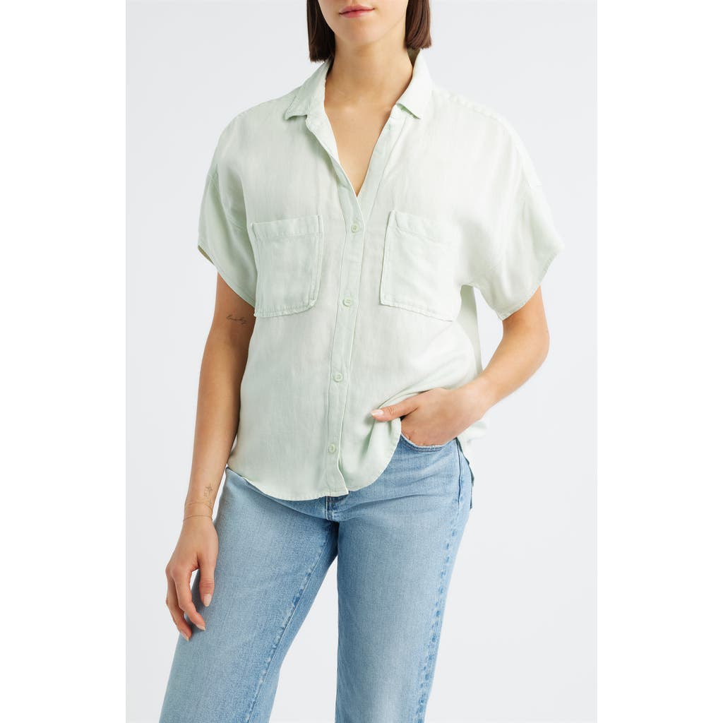 Cloth & Stone Linen Blend Short Sleeve Button-Up Shirt in Soft Mint  product