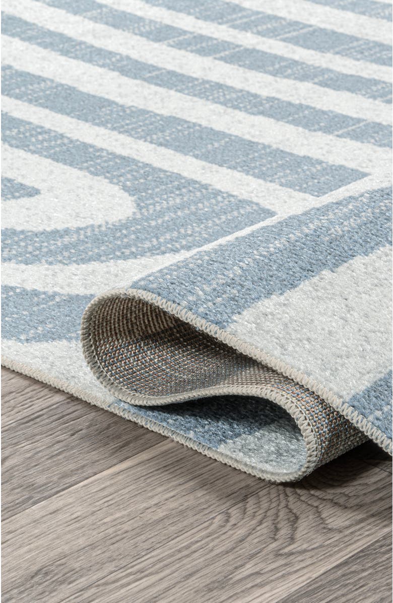 JONATHAN Y Maze Abstract Two-Tone Low-Pile Machine-Washable Area Rug, Alternate, color, Blue/Cream