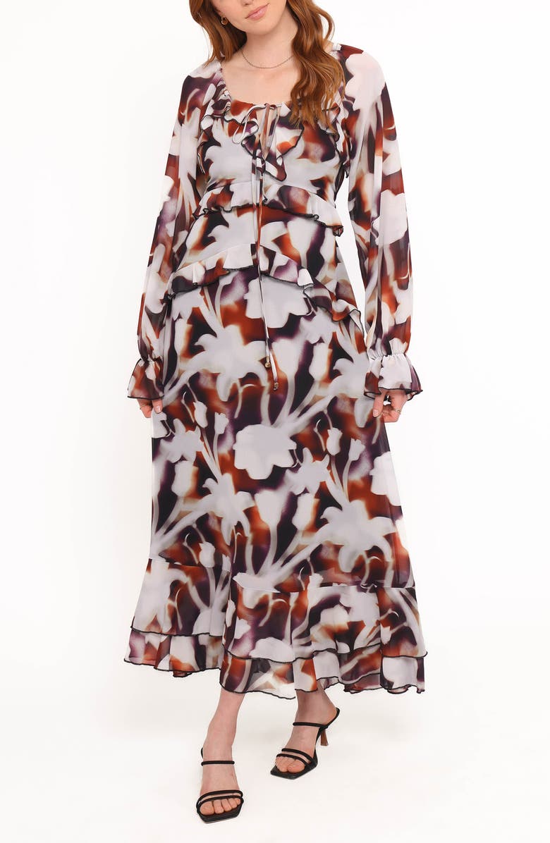 Petal & Pup Kasey Floral Print Long Sleeve Maxi Dress, Main, color, Blurred Floral