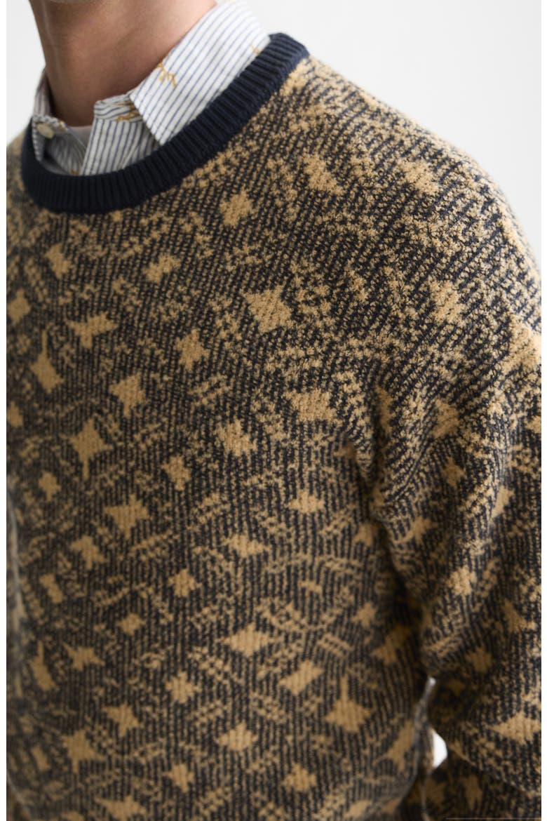 Jacquard Sweater, Alternate, color, TILES FLOWER DIJON/SKY CAPTAIN