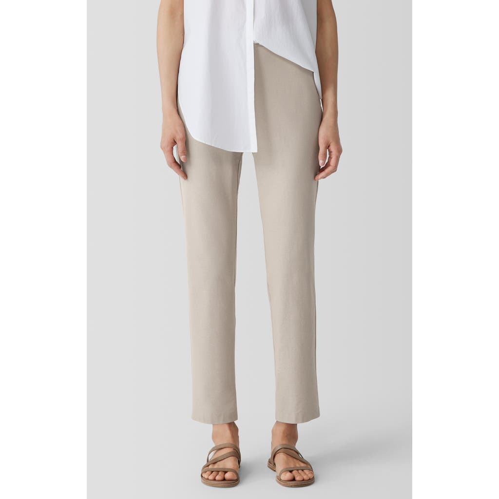 Eileen Fisher Slim Ankle Stretch Crepe Pants In Wheat