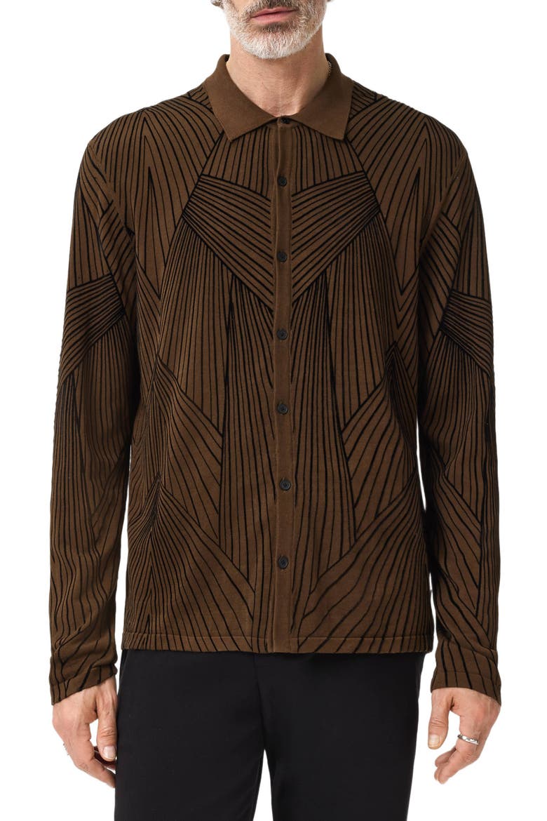 Dorian Knit Button-Up Shirt, Main, color, DARK BROWN
