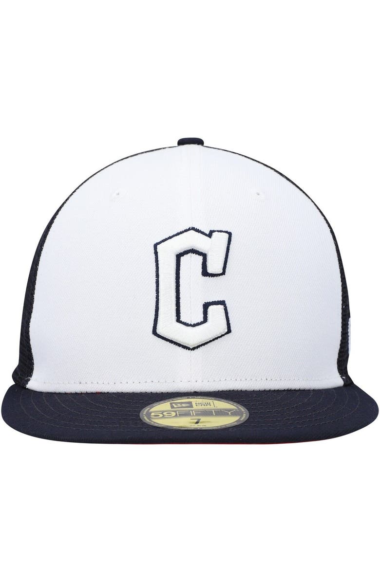 New Era Men's New Era White/Navy Cleveland Guardians 2023 On-Field Batting Practice 59FIFTY Fitted Hat, Alternate, color, White