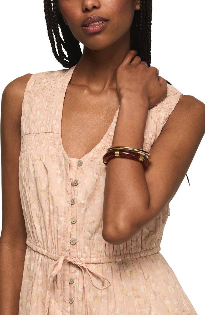 Lucky Brand Floral Print Tiered Midi Dress, Alternate, color, Blush Floral