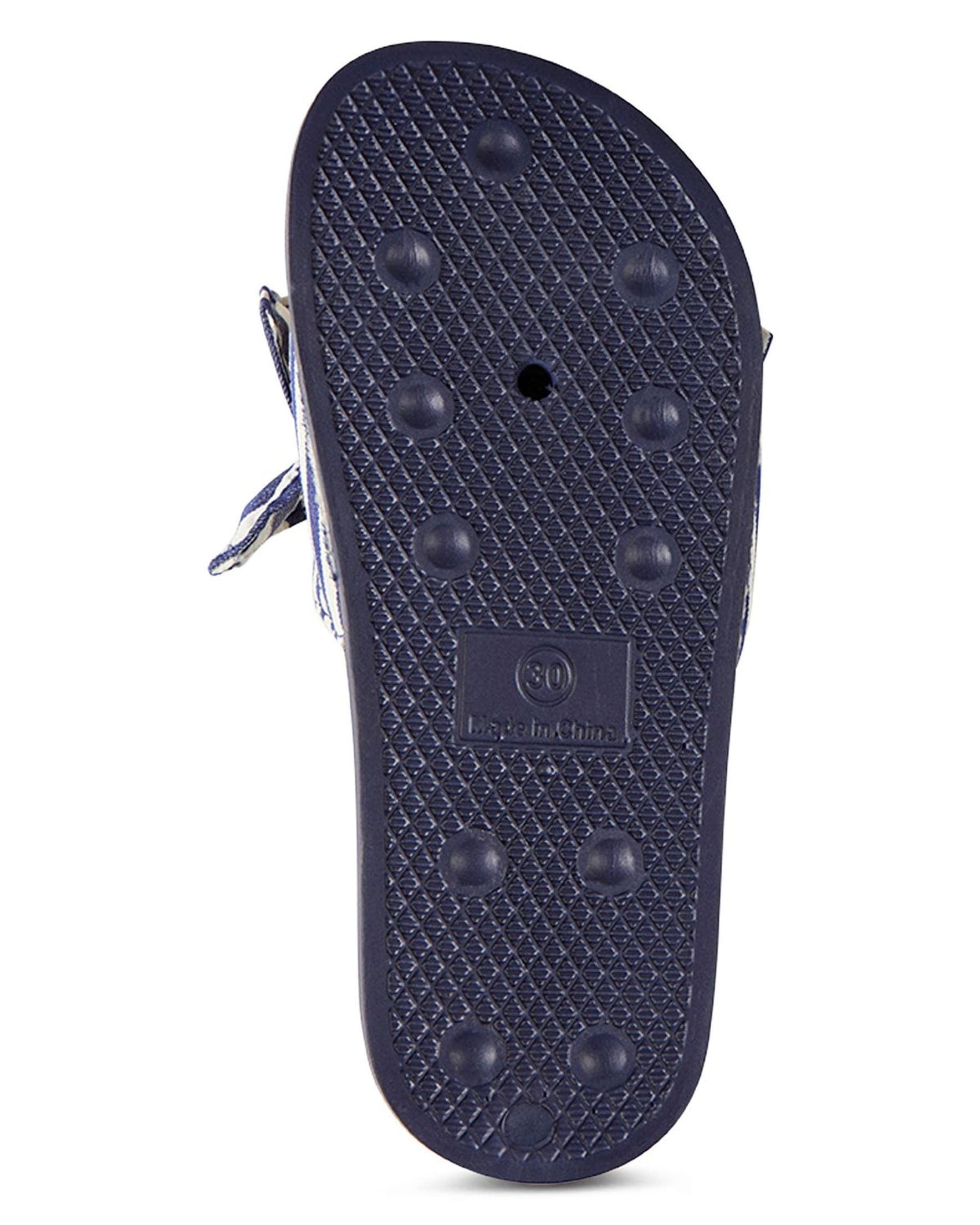 Kids' Ruffle Stripe Slip-On Slide Sandal, Alternate, color, Blue