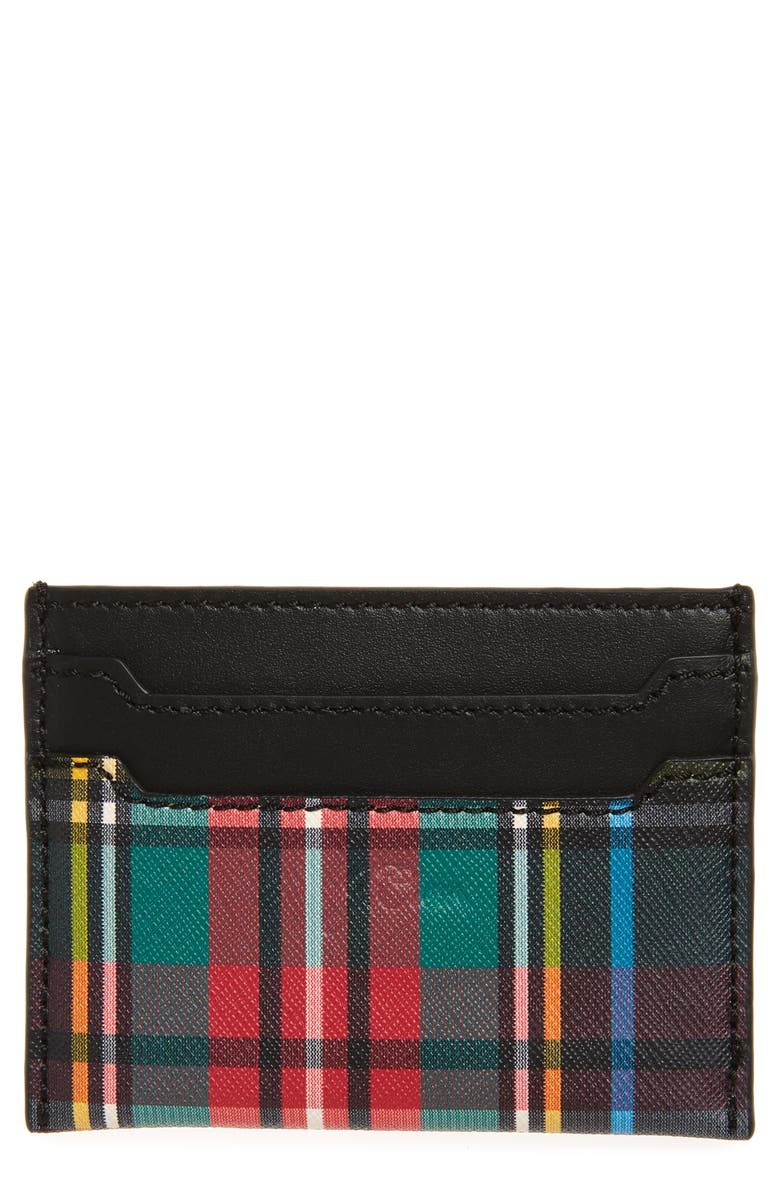 J.Crew Plaid Leather Slip Card Case, Main, color,