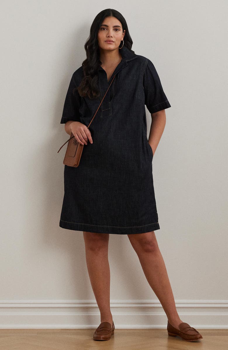Lauren Ralph Lauren Chainna Cotton Denim Shift Dress, Alternate, color, Jones Street Wash