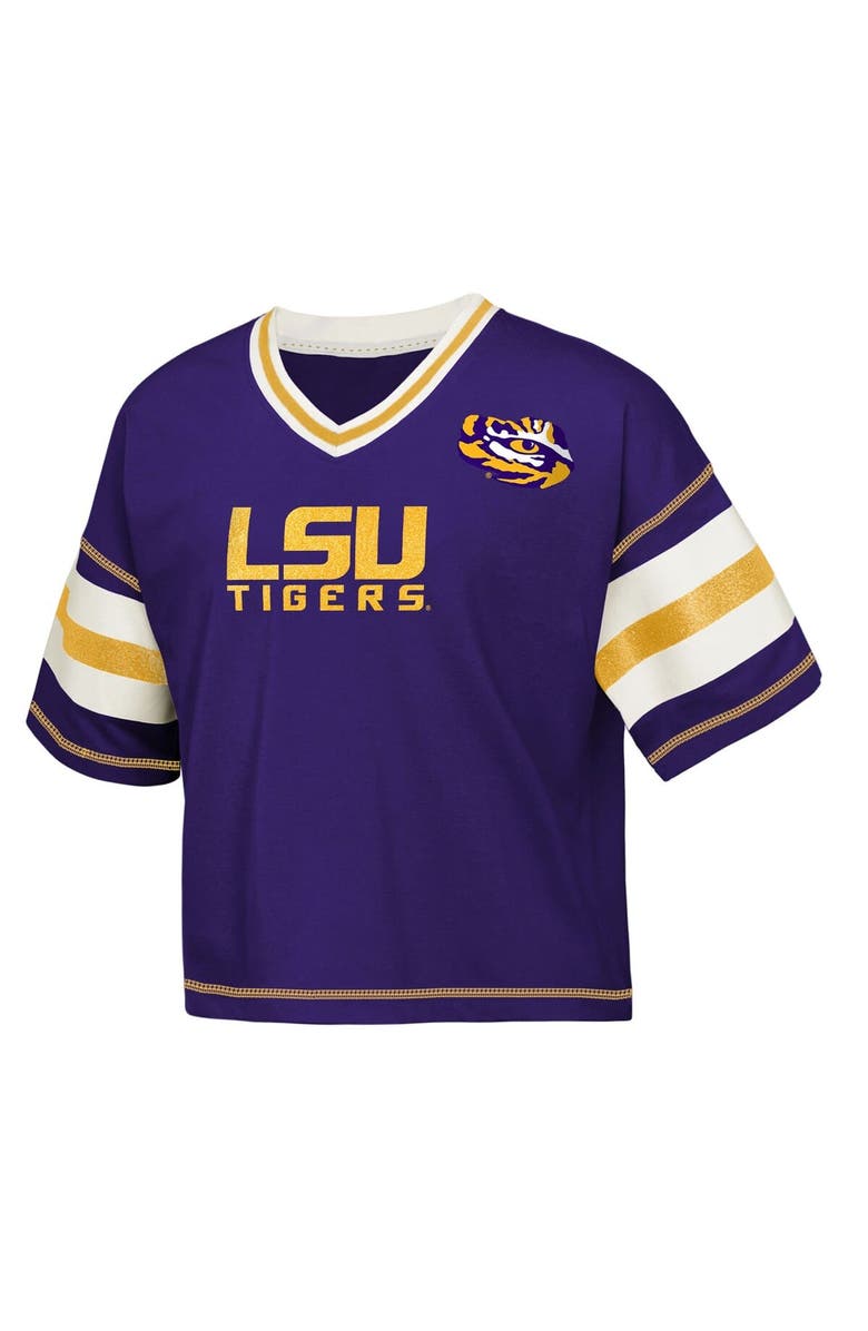 Outerstuff Girls Youth Outerstuff Purple LSU Tigers Gridiron Jersey V-Neck T-Shirt, Alternate, color, Purple