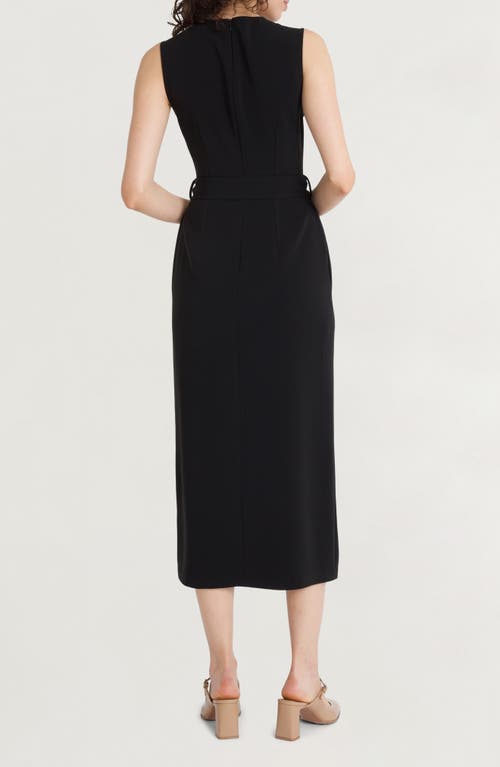 Luxely Sleeveless Belted Dress In Gray