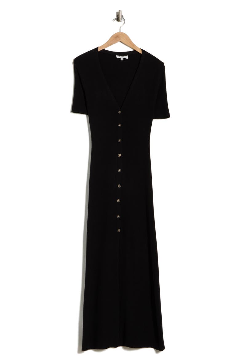 Goldie Buttoned Midi Dress, Alternate, color, BLACK