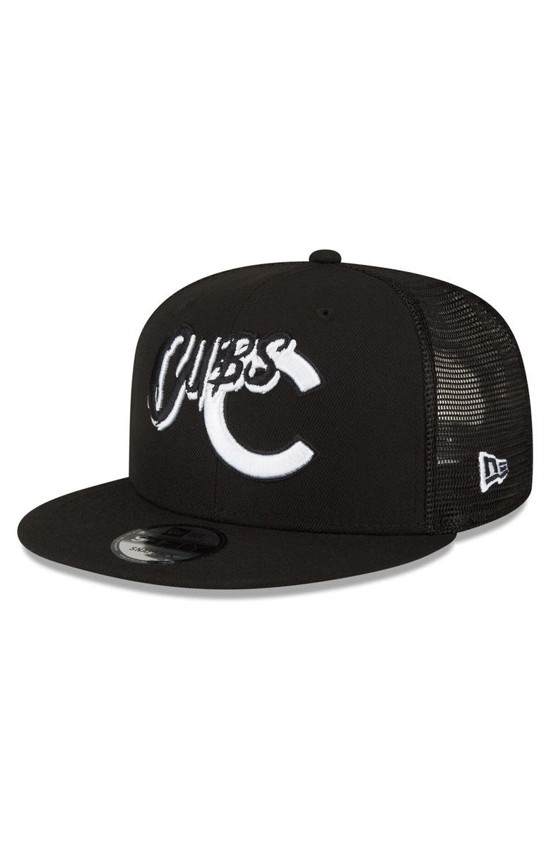New Era Men's New Era Black Chicago Cubs Street Trucker 9FIFTY Snapback Hat, Main, color, 