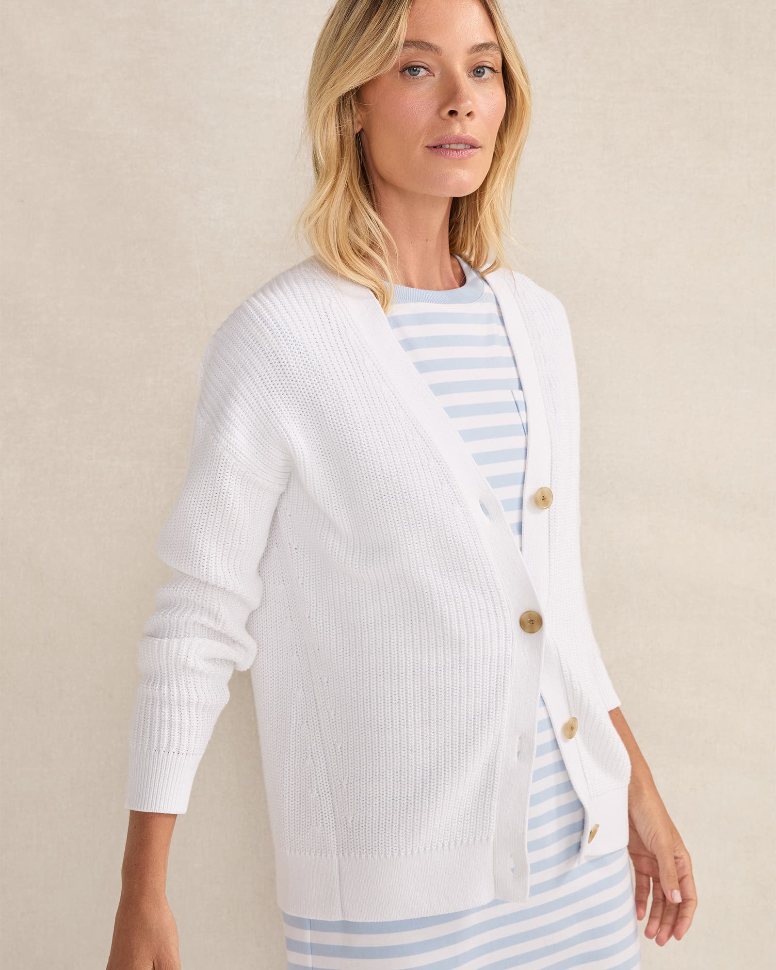 Organic Cotton Shaker Stitch Cardigan - image 2