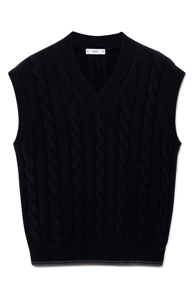 MANGO Cable Stitch Sweater Vest, Alternate, color, Dark Navy