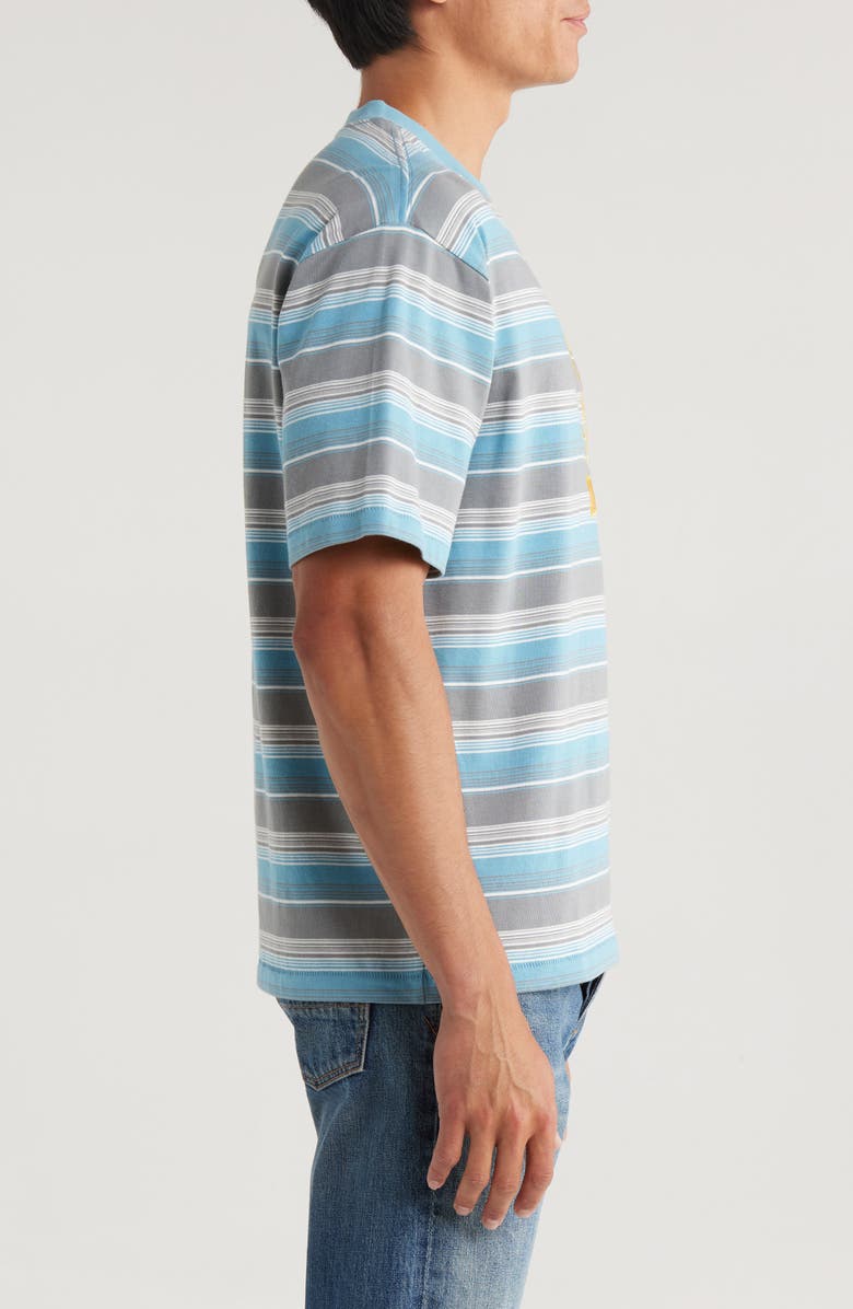 MARKET SMILEY<sup>®</sup> Lockup Embroidered Stripe Cotton T-Shirt, Alternate, color, Tranquil Blue