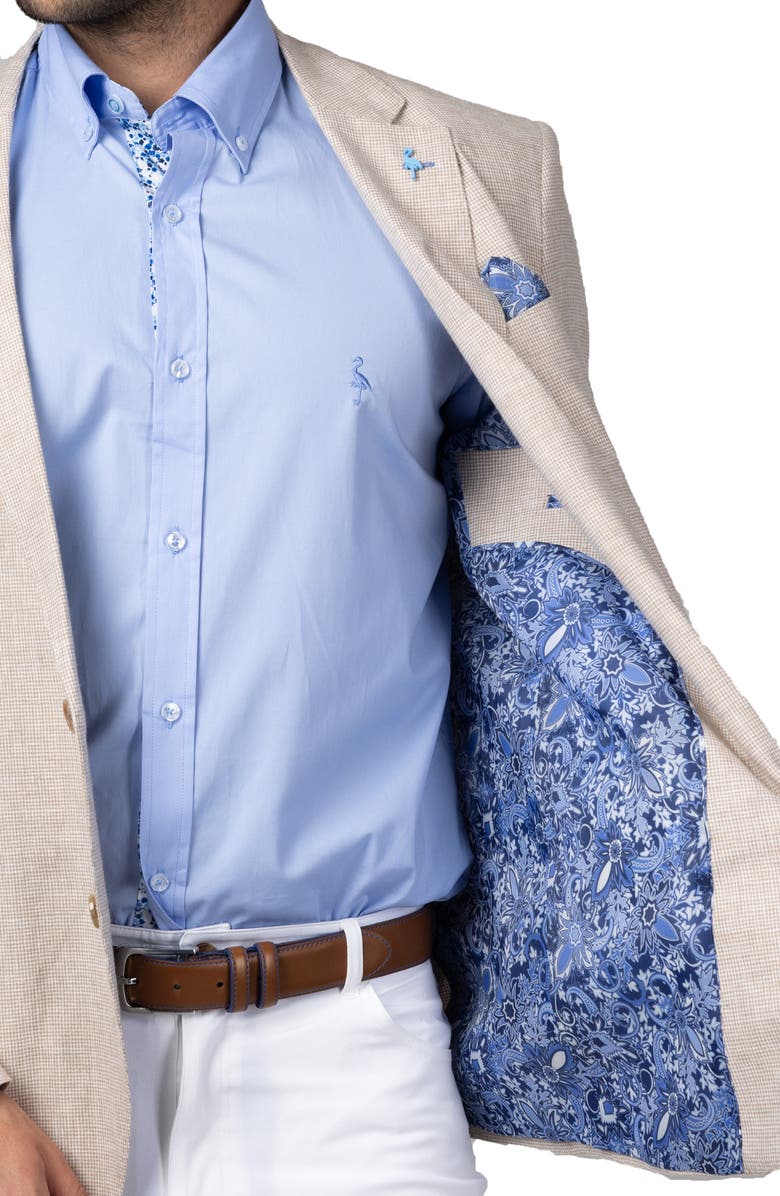 TailorByrd Micro Houndstooth Linen Blend Sportcoat, Alternate, color, Khaki