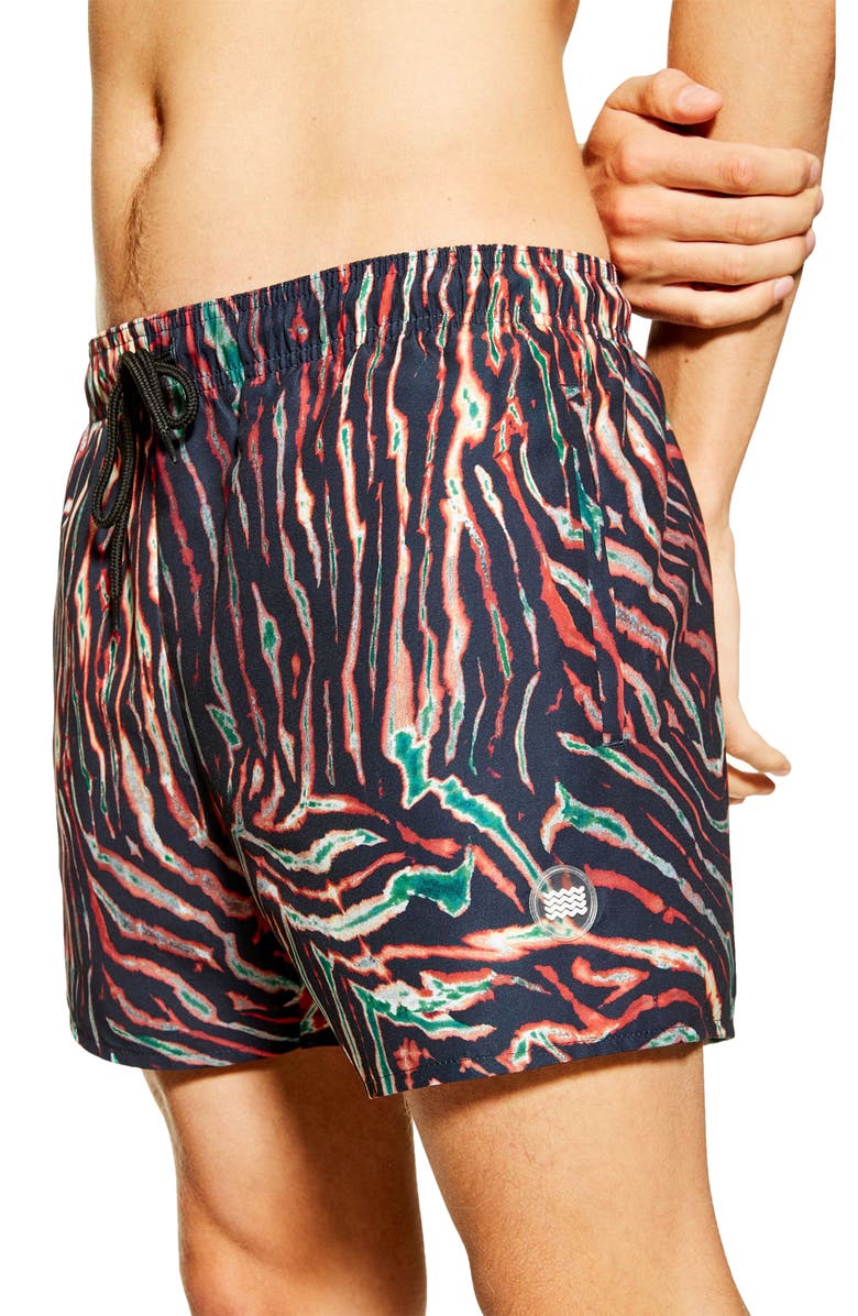 Topman Tiger Print Swim Shorts, Alternate, color, 