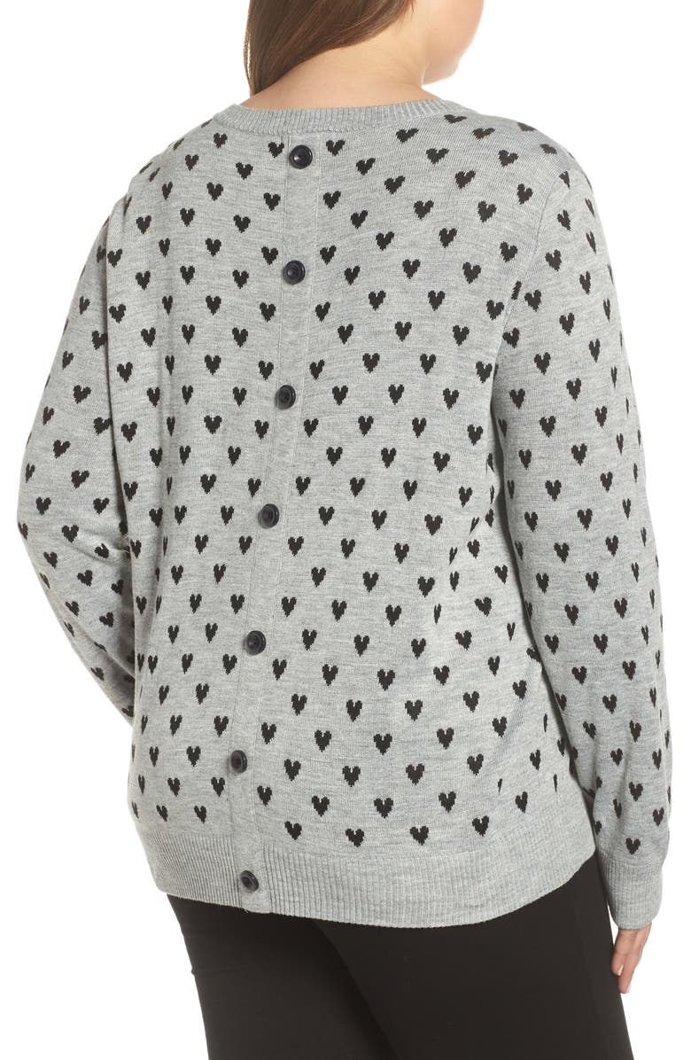 &.Layered Button Back Heart Sweater, Alternate, color, 