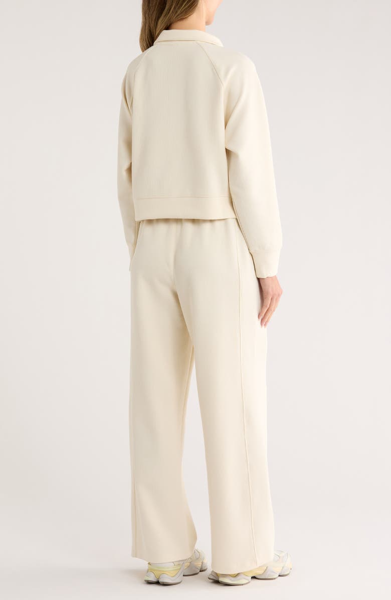 DKNY Highline High Waist Ribbed Pull-On Pants, Alternate, color, Egg Nog