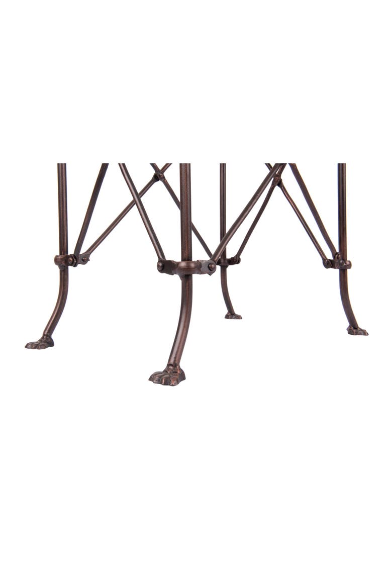 Vintage Rectangular Metal Side Table with Unique Claw Sole Feet, Bronze, Alternate, color, Bronze