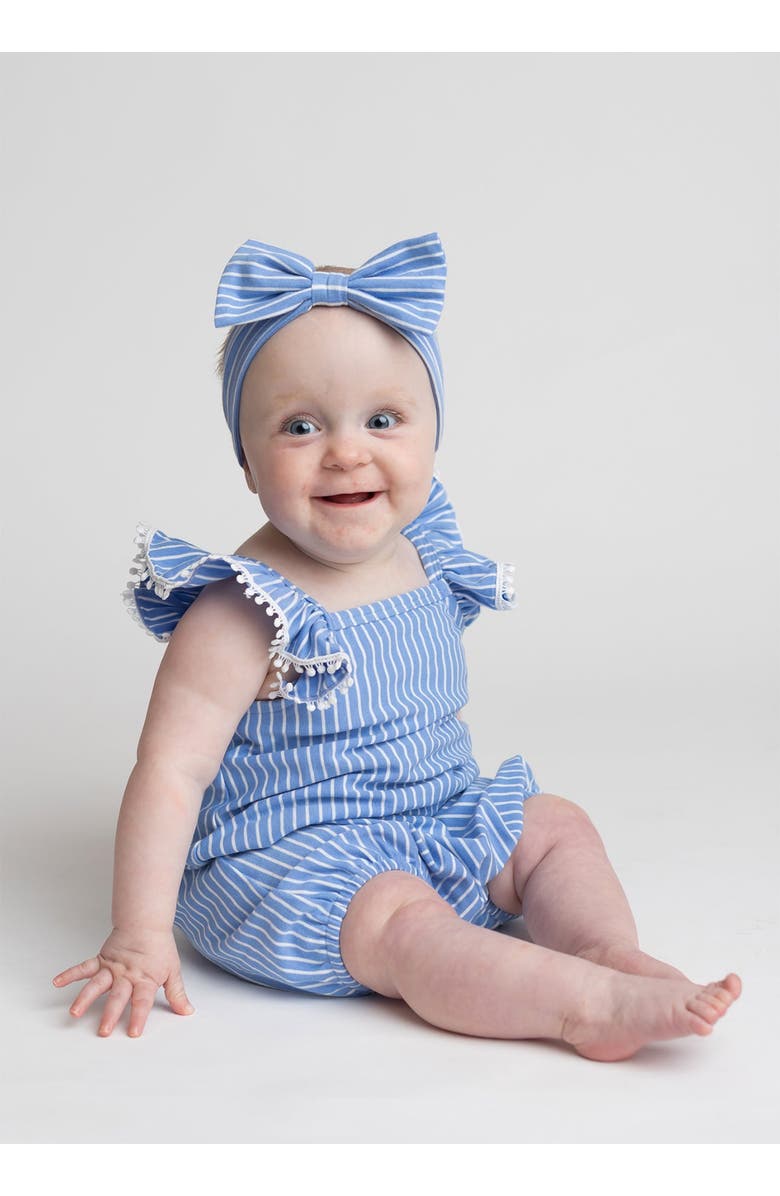 Mabel + Honey Piper Ruffled Tank Romper, Alternate, color, Blue