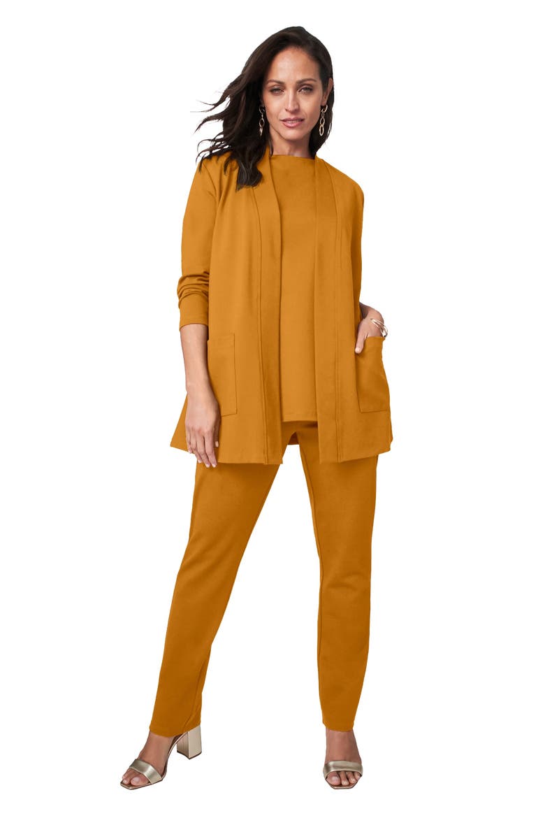 3 Piece Ponte Pant Set, Main, color, RICH GOLD