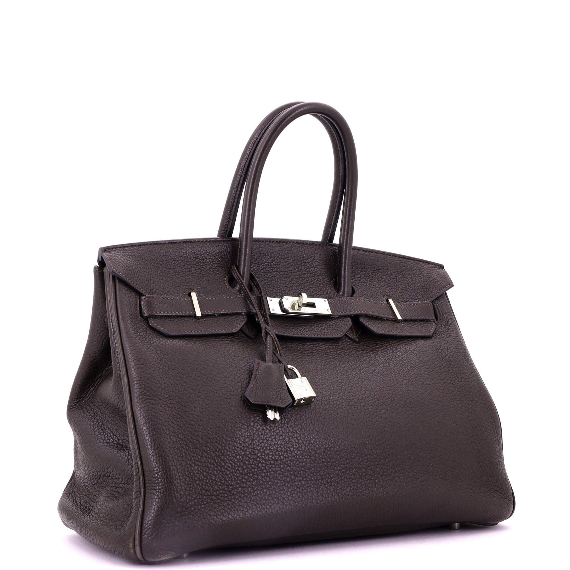 Pre-Owned Hermes Birkin Handbag Brown Clemence with Palladium Hardware 35, Alternate, color, 