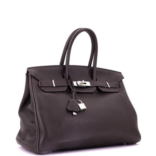 Pre-owned Hermes  Hermes Birkin Handbag Brown Clemence With Palladium Hardware 35 In Brown