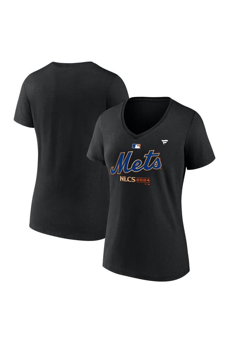 Women's Fanatics Black New York Mets 2024 National League Division Series Champions Locker Room V-Neck T-Shirt, Alternate, color, Black