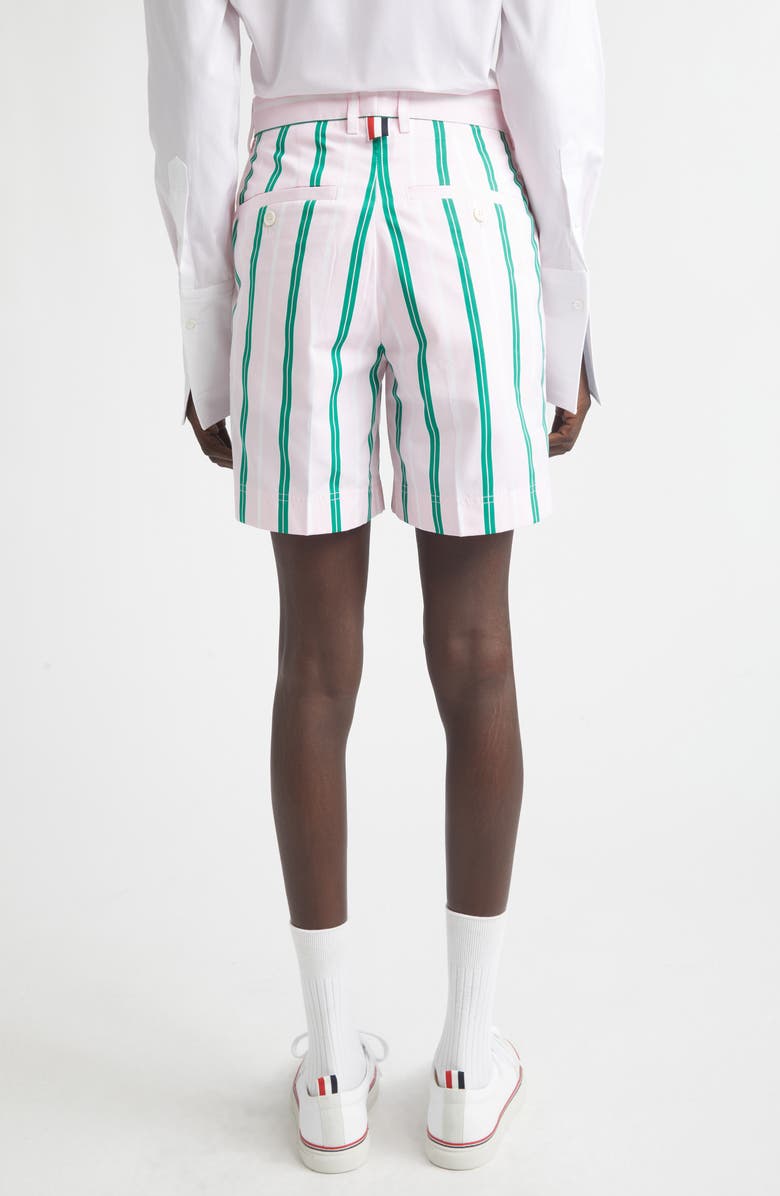 Thom Browne Rep Stripe Poplin Chino Shorts, Alternate, color, Light Pink
