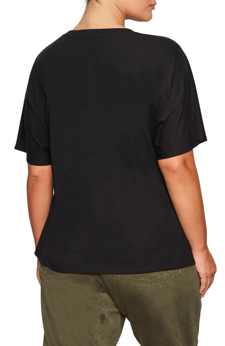 Sanctuary Dolman Sleeve Shirred Organic Cotton T-Shirt, Alternate, color, Black