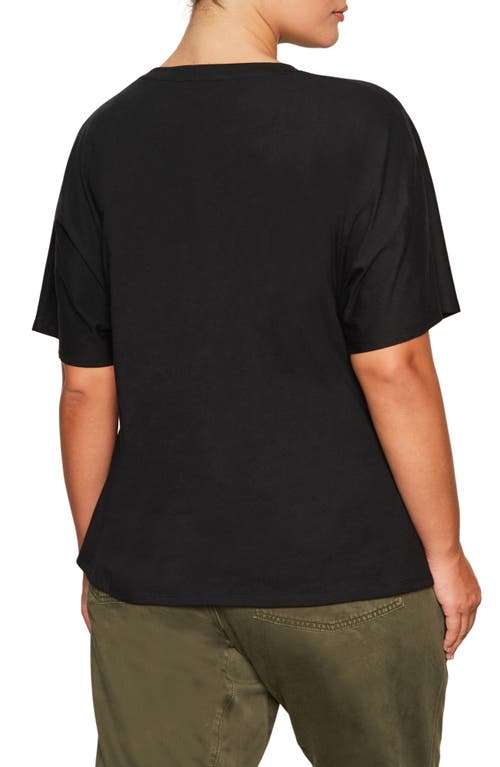 Sanctuary Dolman Sleeve Shirred Organic Cotton T-shirt In Black