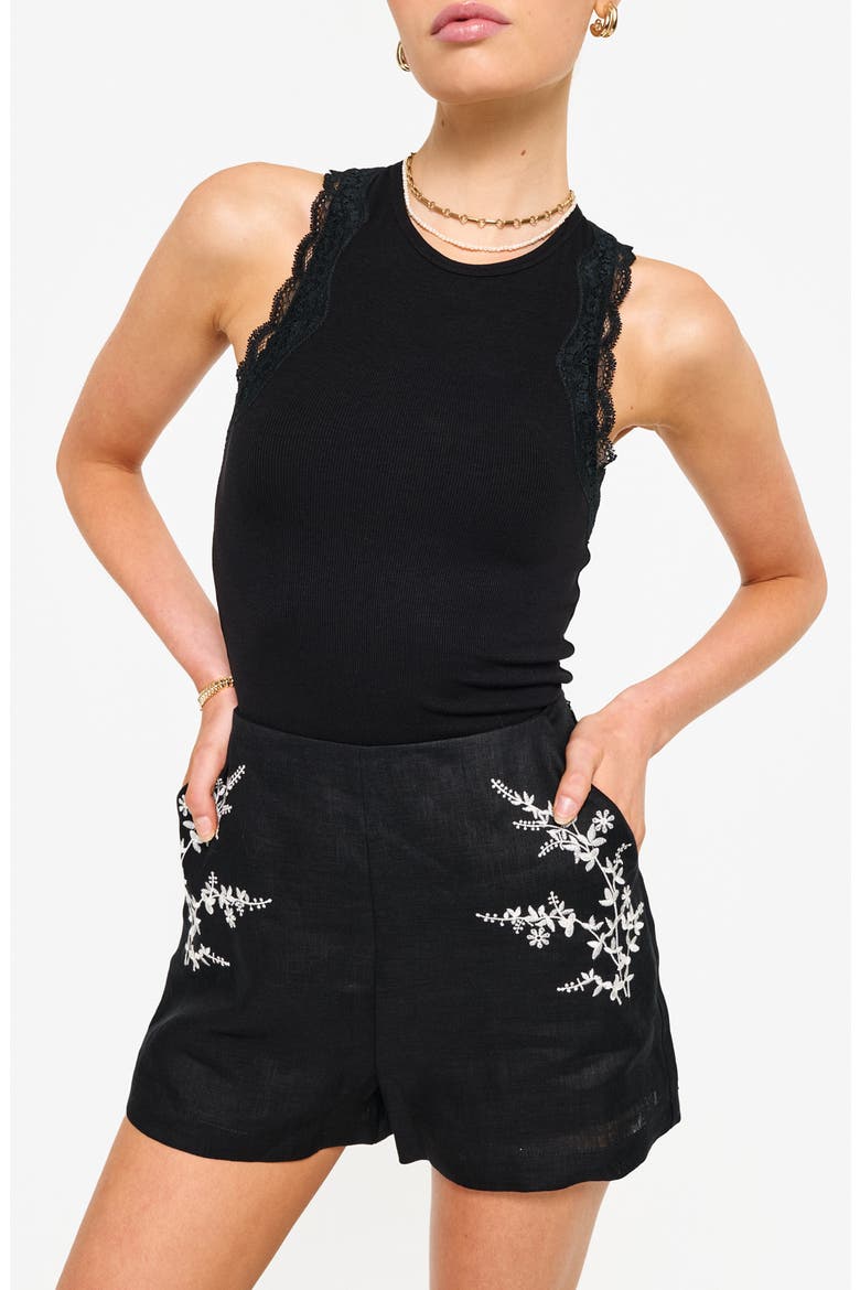 Rian Lace Rib Tank, Main, color, BLACK