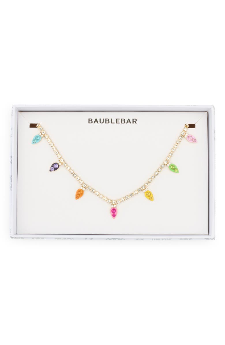 BaubleBar Christmas Lights Tennis Necklace, Main, color, Gold Multi