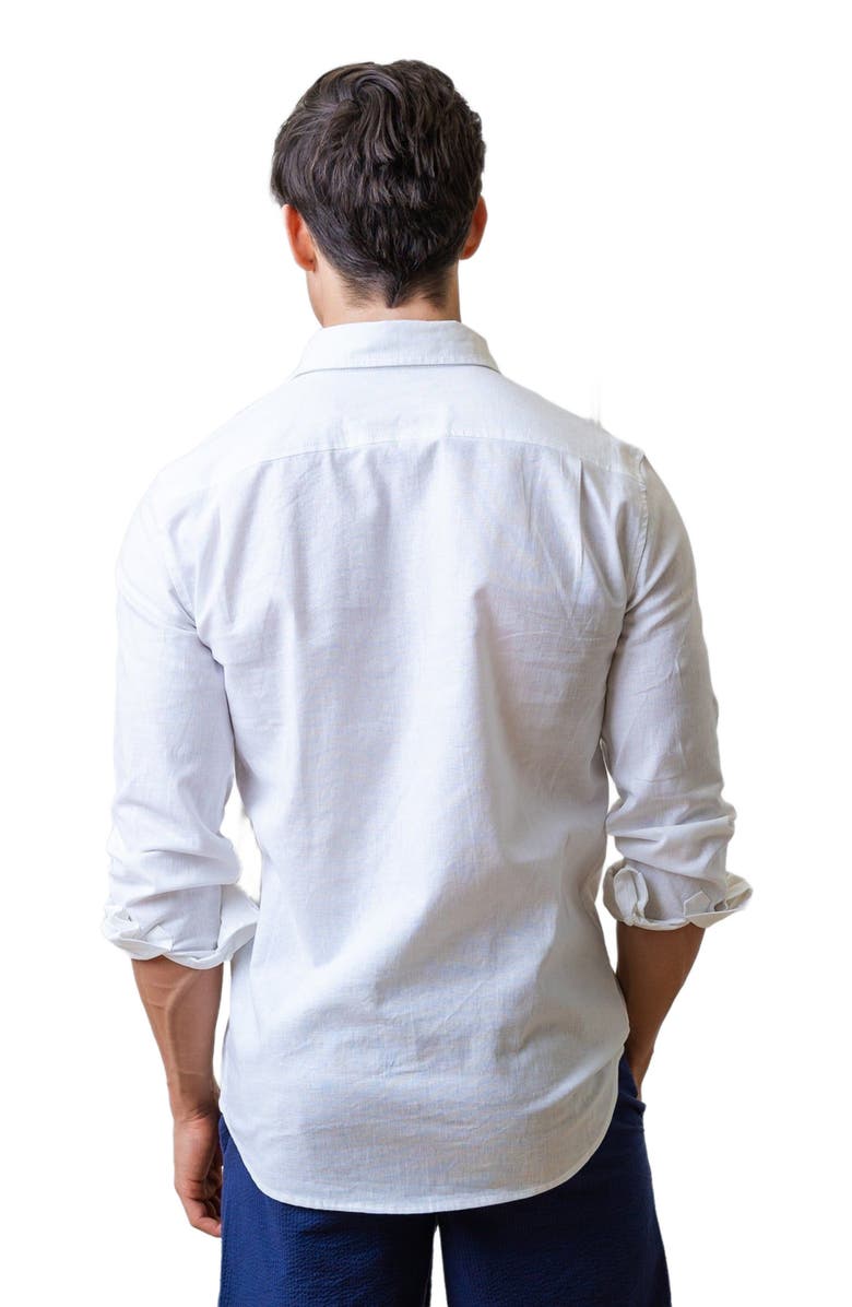 Hope & Henry Mens' Linen Long Sleeve Button Down Shirt, Alternate, color, White