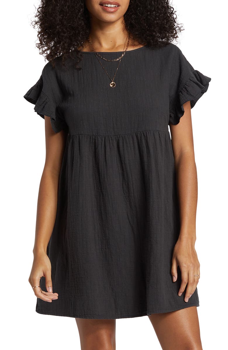 Billabong So Breezy Cotton Babydoll Minidress, Main, color, 