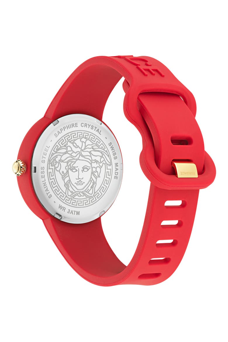 Medusa Pop Silicone Strap Watch, 39mm, Alternate, color, RED